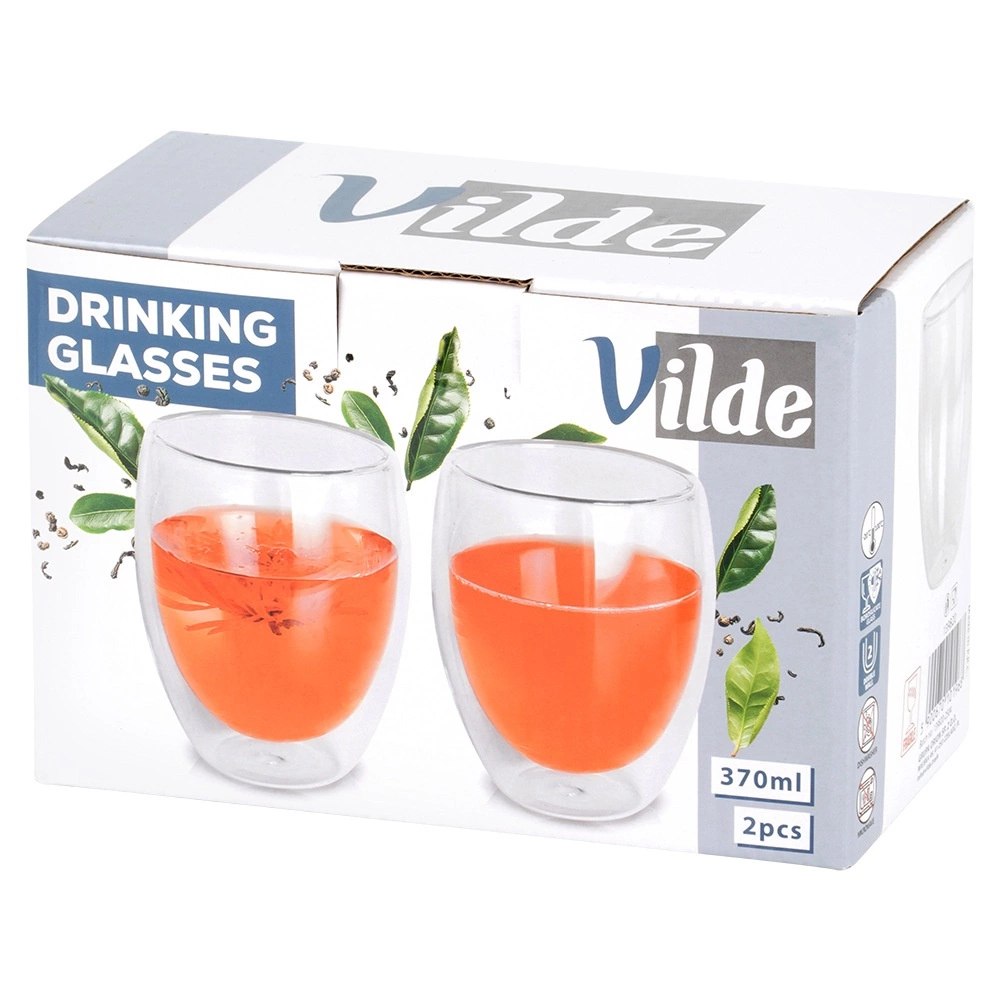 2 x Szklanka Termiczna 370ml Podwójne Szkło Kawa Herbata VILDE - obrazek 8