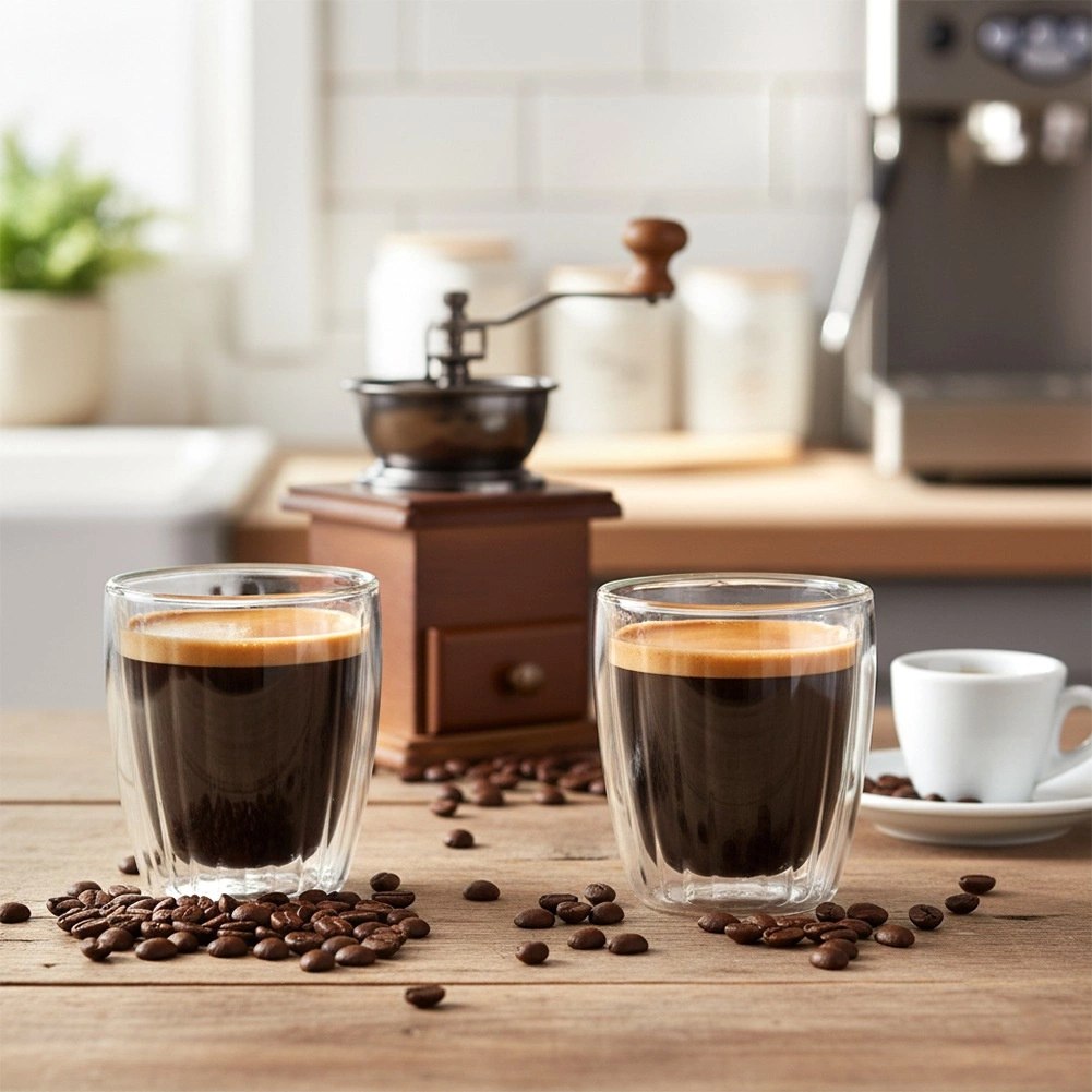 2 x Szklanka Termiczna Espresso 120ml Podwójne Szkło Paskowane - obrazek 2