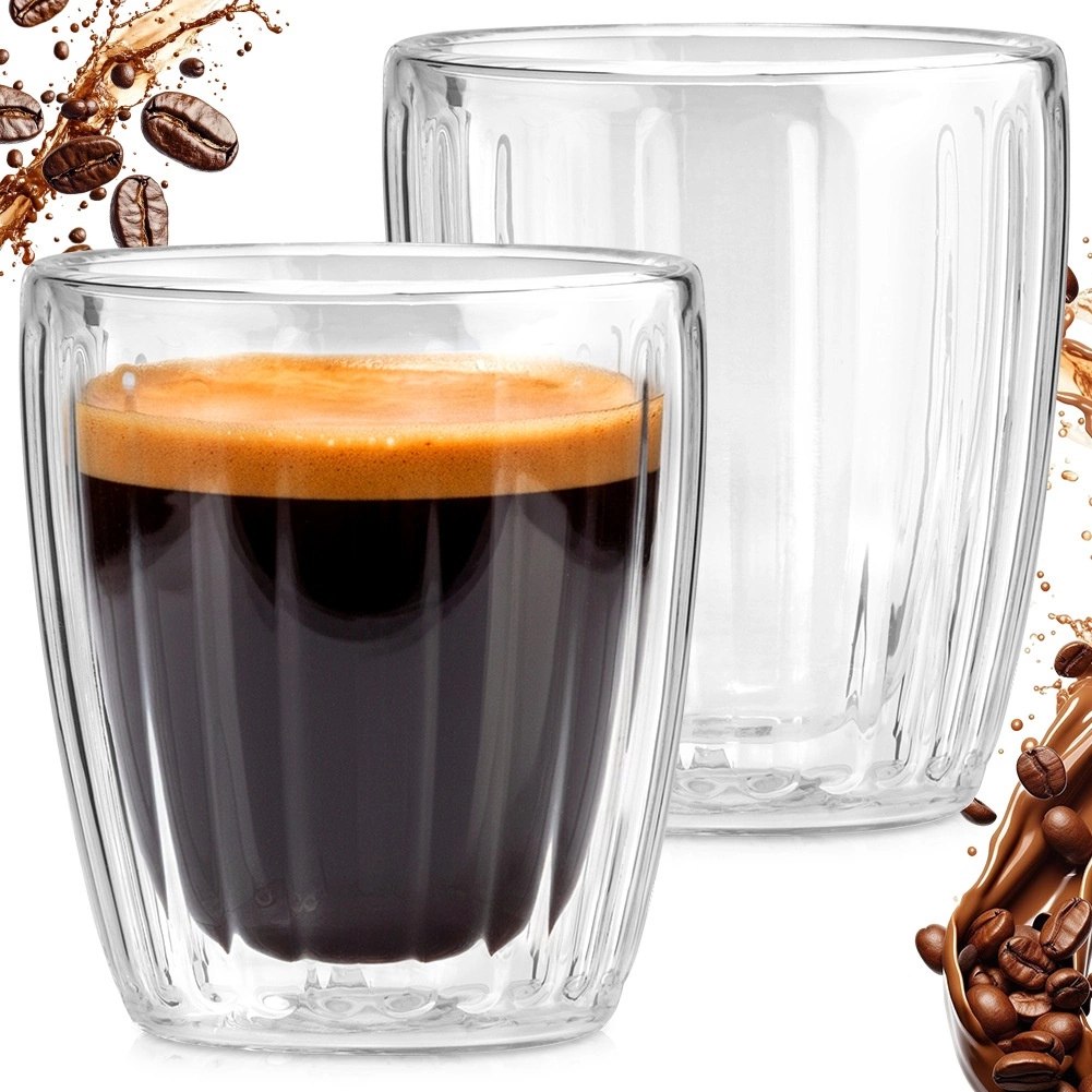 2 x Szklanka Termiczna Espresso 120ml Podwójne Szkło Paskowane - obrazek 6